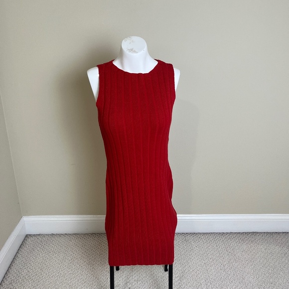 NWT Reformation Christa Cotton Sweater Dress in Sundried Tomato Red - Picture 1 of 7